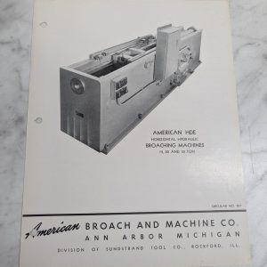 American Sales Brochure Literature Hde Broaching Machine 15 20 30 Ton
