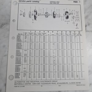 Motorola Service Repair Parts Catalog List Book Manual Alternator Group 1 1987
