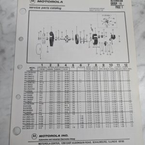 Motorola Service Repair Parts Catalog List Book Manual Alternator Group 16 1982