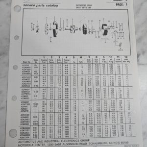 Motorola Service Repair Parts Catalog List Book Manual Alternator Group 2 1987