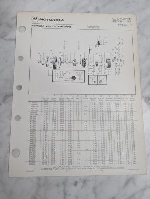 Motorola Service Repair Parts Catalog List Book Manual Alternator Group 22 1979
