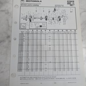 Motorola Service Repair Parts Catalog List Book Manual Alternator Group 22 1986