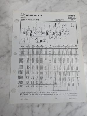 Motorola Service Repair Parts Catalog List Book Manual Alternator Group 22 1986