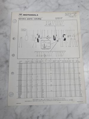 Motorola Service Repair Parts Catalog List Book Manual Alternator Group 5 1979