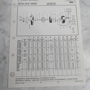 Motorola Service Repair Parts Catalog List Book Manual Alternator Group 5A 1987