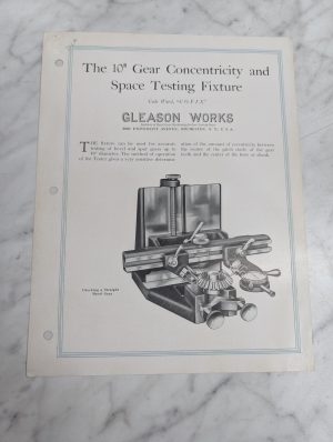 Gleason 10” Gear Concentricity Space Testing Fixture Sales Literature Brochure