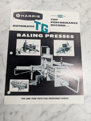 Harris Automatic Tg Baling Presses Sales Brochure Literature Catalog 1974