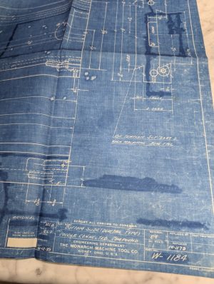 Monarch Machine Lathe Mfg Design Print Drawing Bottom Slide Dovetail Type W-1184