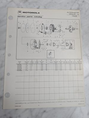 Motorola Service Repair Parts Catalog List Book Manual Alternator Group 14 1972