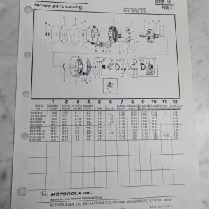 Motorola Service Repair Parts Catalog List Book Manual Alternator Group 12 1985