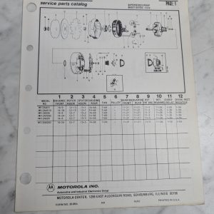 Motorola Service Repair Parts Catalog List Book Manual Alternator Group 14 1982