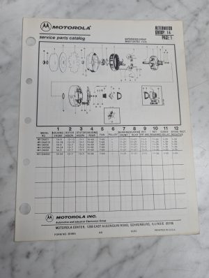 Motorola Service Repair Parts Catalog List Book Manual Alternator Group 14 1982