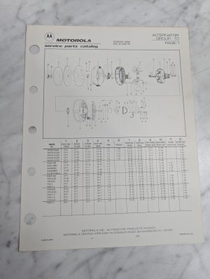 Motorola Service Repair Parts Catalog List Book Manual Alternator Group 10 1978
