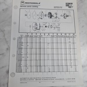 Motorola Service Repair Parts Catalog List Book Manual Alternator Group 9 1986