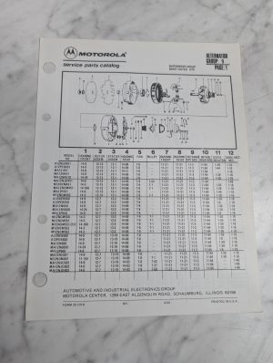 Motorola Service Repair Parts Catalog List Book Manual Alternator Group 9 1986