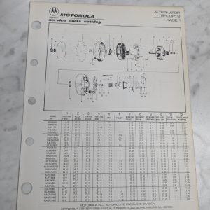 Motorola Service Repair Parts Catalog List Book Manual Alternator Group 9 1976