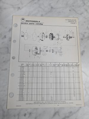 Motorola Service Repair Parts Catalog List Book Manual Alternator Group 9 1976