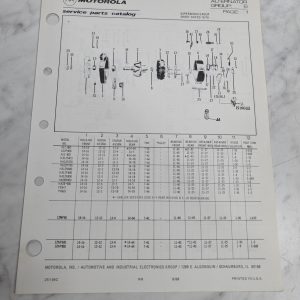 Motorola Service Repair Parts Catalog List Book Manual Alternator Group 6 1986