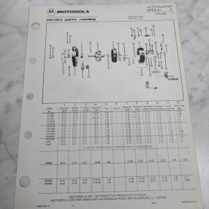 Motorola Service Repair Parts Catalog List Book Manual Alternator Group 6 1978