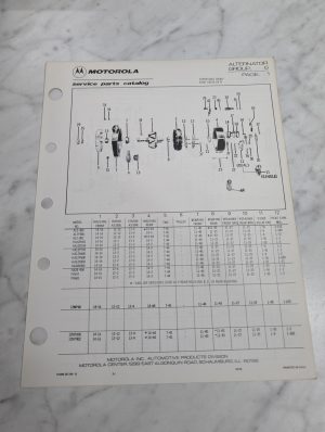 Motorola Service Repair Parts Catalog List Book Manual Alternator Group 6 1978