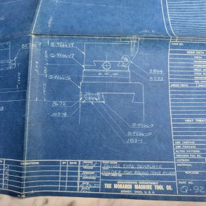 Monarch Machine Tool Swivel Type Template Assembly Drawing Print 16” Lathe