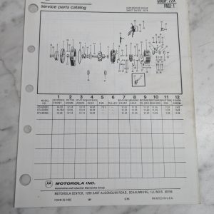 Motorola Service Repair Parts Catalog List Book Manual Alternator Group 22A 1985
