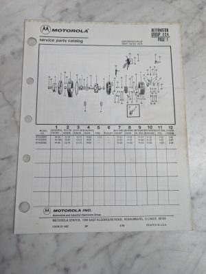 Motorola Service Repair Parts Catalog List Book Manual Alternator Group 22A 1985