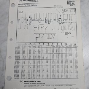 Motorola Service Repair Parts Catalog List Book Manual Alternator Group 5B 1981