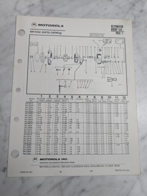 Motorola Service Repair Parts Catalog List Book Manual Alternator Group 5B 1981
