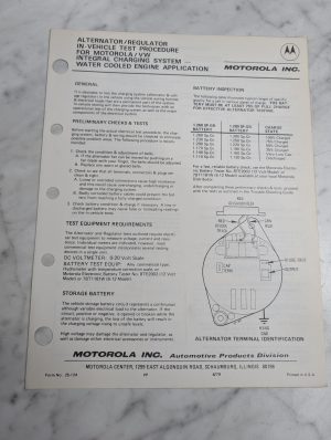 Motorola Alternator Regulator Test Procedure Vw Integral Charging 1979