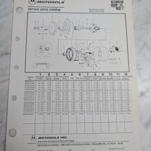 Motorola Service Repair Parts Catalog List Book Manual Alternator Group 25 1983
