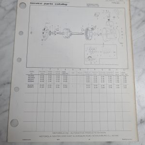 Motorola Service Repair Parts Catalog List Book Manual Alternator Group 5C 1979