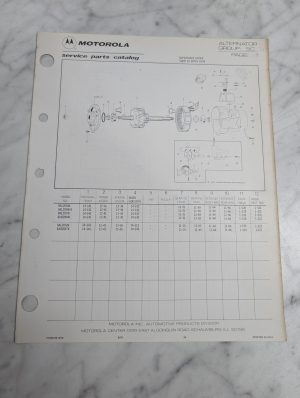 Motorola Service Repair Parts Catalog List Book Manual Alternator Group 5C 1979