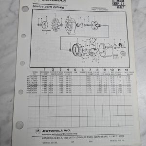 Motorola Service Repair Parts Catalog List Book Manual Alternator Group 27 1984