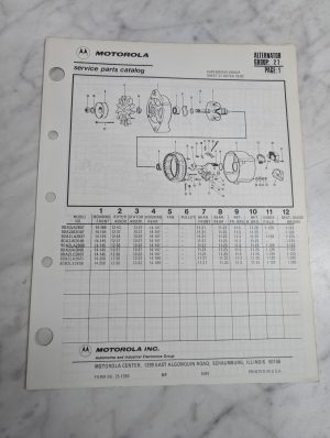 Motorola Service Repair Parts Catalog List Book Manual Alternator Group 27 1984
