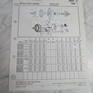 Motorola Service Repair Parts Catalog List Book Manual Alternator Group 27 1987