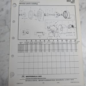 Motorola Service Repair Parts Catalog List Book Manual Alternator Group 25D 1982