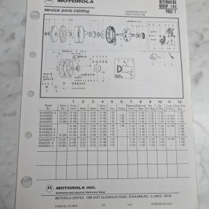 Motorola Service Repair Parts Catalog List Book Manual Alternator Group 18A 1987