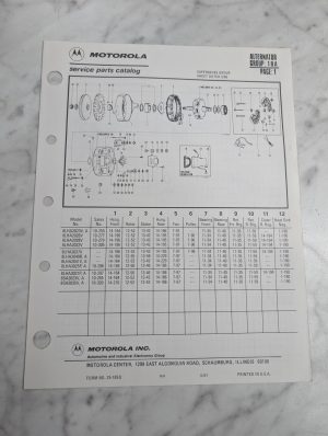 Motorola Service Repair Parts Catalog List Book Manual Alternator Group 18A 1987