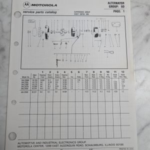 Motorola Service Repair Parts Catalog List Book Manual Alternator Group 5D 1987