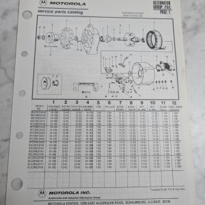 Motorola Service Repair Parts Catalog List Book Manual Alternator Group 25C 1984
