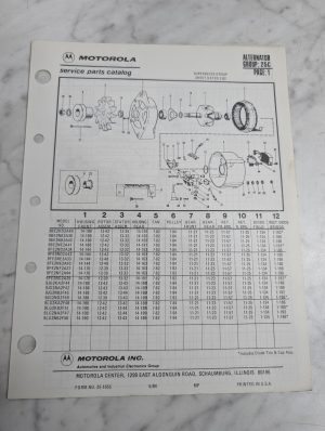 Motorola Service Repair Parts Catalog List Book Manual Alternator Group 25C 1984