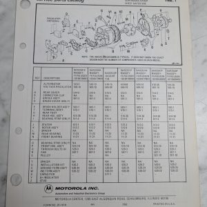 Motorola Service Repair Parts Catalog List Book Manual Alternator Group 30 1983
