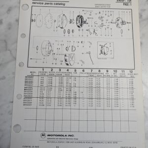 Motorola Service Repair Parts Catalog List Book Manual Alternator Group 15A 1984
