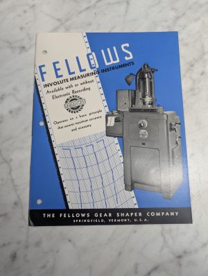 Fellows Gear Involute Measuring Instrument Literature Instruction Manual