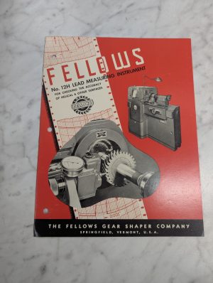 Fellows Gear #12H Lead Measuring Instrument Literature Instruction Manual