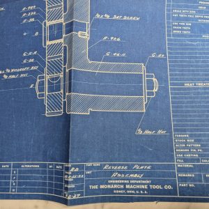 Monarch Machine Tool Reverse Plate Assembly Drawing Print Diagram Lathe