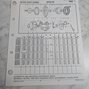 Motorola Service Repair Parts Catalog List Book Manual Alternator Group 32 1987