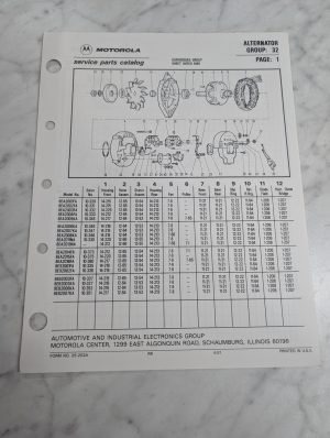 Motorola Service Repair Parts Catalog List Book Manual Alternator Group 32 1987