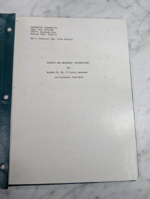 Burgmaster Service Manual Repair Parts List Catalog Operation 0A 0B 1D Machines